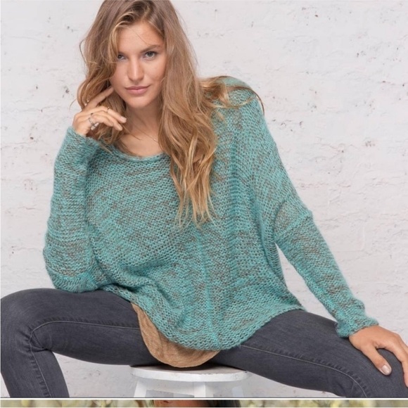 Wooden Ships ELIJA SLOUCHY TOP Green Knit Sweater Size S/M - Picture 1 of 12